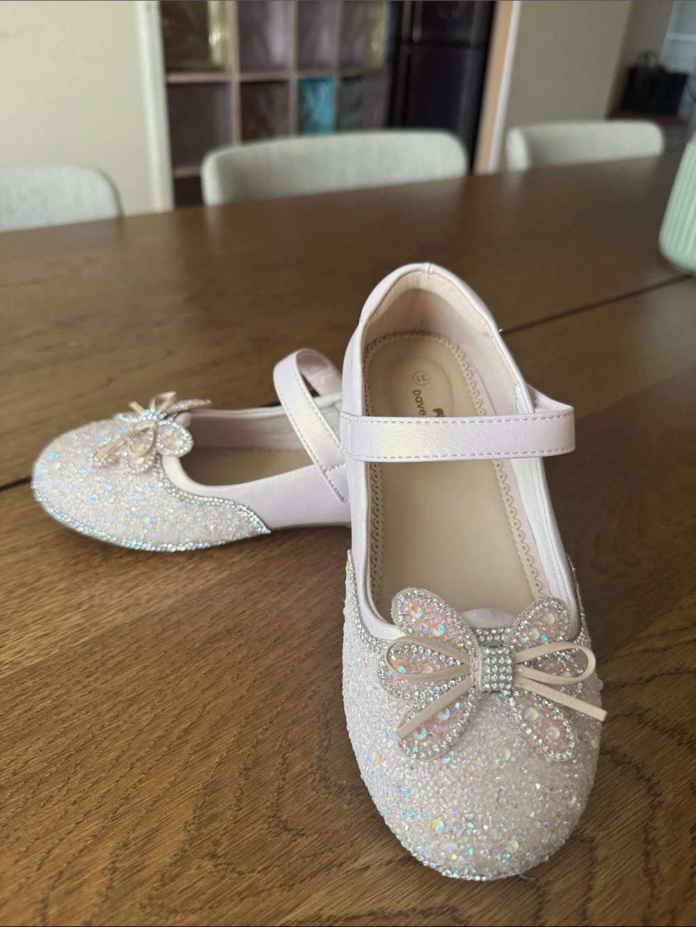 Girls' Sparkling Bow Mary Jane Dress Shoes - Light Pink